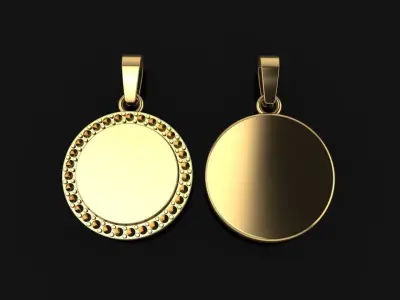ROUND DIAMOND DOGTAG ID FRAME PENDANT LARGE 3D print model