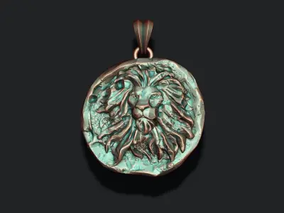 Ancient lion coin pendant 3D print model purchase