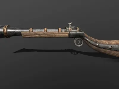 musket with axe Free low-poly 3D model