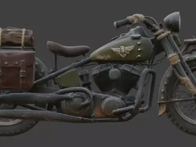 Military Frontier Combat Motorcycle 3D Model Low-poly 3D model