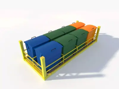 Container with Dumpsters for Cargo Ships Low-poly 3D model