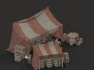 medieval market Low-poly 3D model Low-poly 3D model
