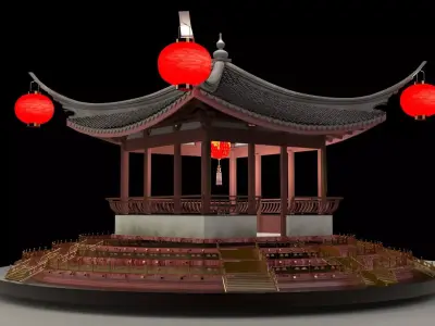 Chinese ancient  pavilion  3D model purchase