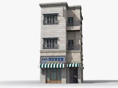 Japanese House x4 Low-poly 3D model