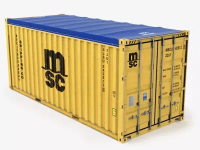 20ft MSC Open Top Shipping Container 3D Model Industrial Cargo 3D model