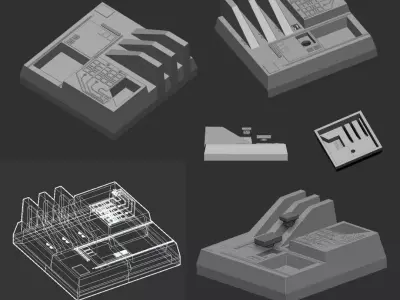 3D STL LOW ALTITUDE Death Star tiles with Vehicle stand slots 3D print model
