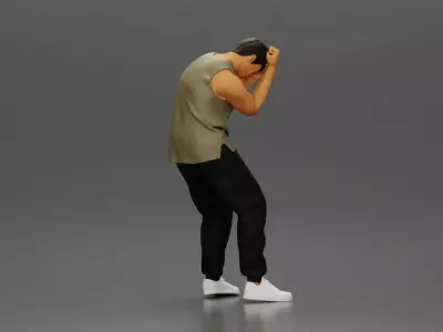 Man in Casual Outfit Defending Against Attack in Intense Fight 3D print model