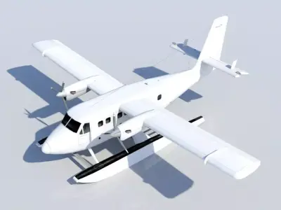 DHC-6 Twin Otter Floats Static Low Poly  Low-poly 3D model