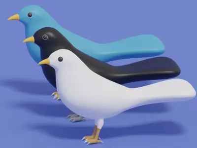 Cartoon Cute Bird 3D model get