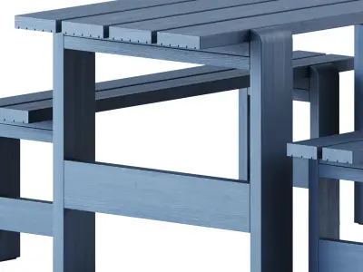 Weekday Table L180 and Bench L140 by Hay 3D model