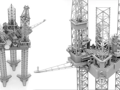 Jack Up Drilling rig  Low-poly 3D model