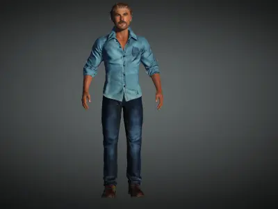 Realistic 3d character fully rigged game and animation ready Low-poly 3D model