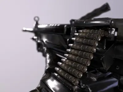  fps machine gun animations Low-poly 3D model