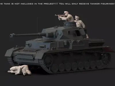 WW2 German Tank Crew STL  WWII Soldier Figures for Diorama  3D print model
