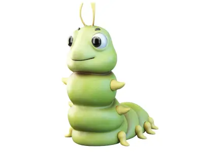 Cartoon Caterpillar Character 3D model