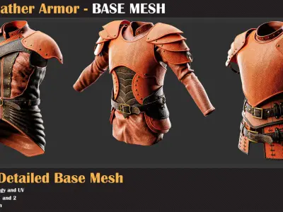 10 High Detail Leather Armor BASE MESH - VOL 21   3D model
