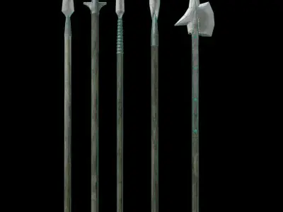 Spears collection Low-poly 3D model