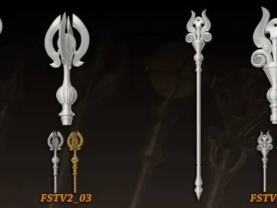 20 King Scepter 3D Model  Basemesh vol 2 Low-poly 3D model