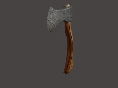 Old axe weapon low-poly game ready Low-poly 3D model
