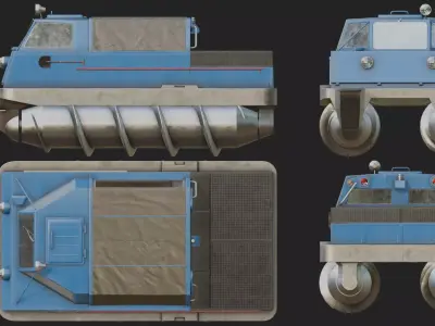 ZIL 29061 Screw propelled vehicle Low-poly 3D model