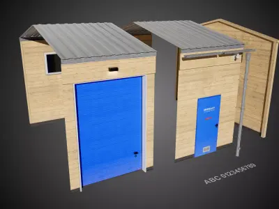 Modular Storage Industrial Building Low-poly 3D model