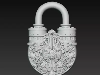 Ornate Vintage Padlock Decorative 3D Model 3D print model