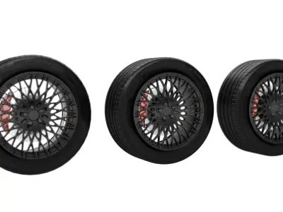 Realistic RIM and Tire 03 Subdivision ready 1K 2K 4K  Low-poly 3D model