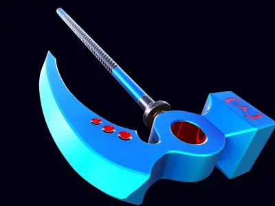 Low-poly stylized two-handed hammer game-ready Free low-poly 3D model
