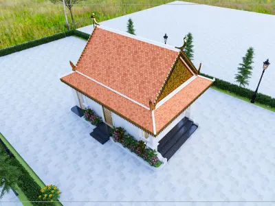 Khmer Part of pagoda Building Ho Tray 3D model