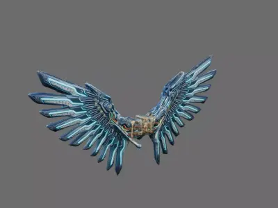 Sci-Fi Neon Circuit Wings 3D Model Low-poly 3D model