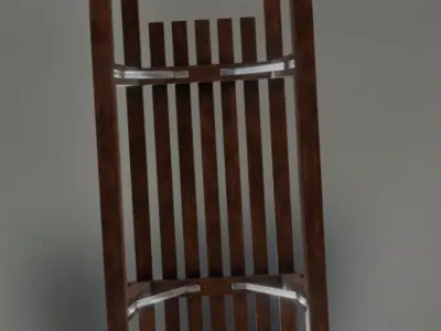 Wooden Sled Dark Brown Walnut Low Poly PBR Low-poly 3D model