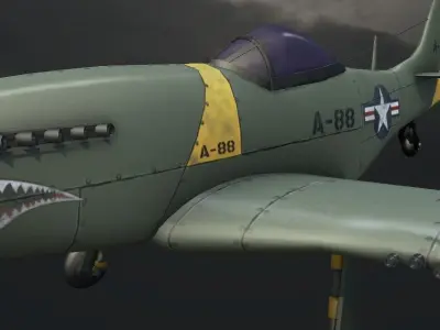 P-51 Mustang Hand-Painted Low-poly 3D model