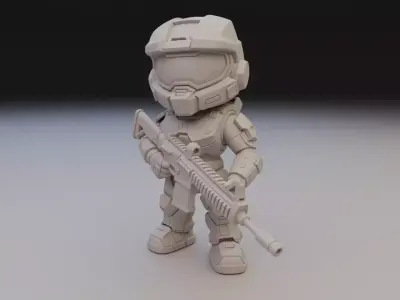 Classic Master Chief Chibi Statue - Spartan-117 Gaming Figure 3D print model