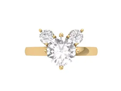 Solitair 3 Stone Ring 3D print model shop