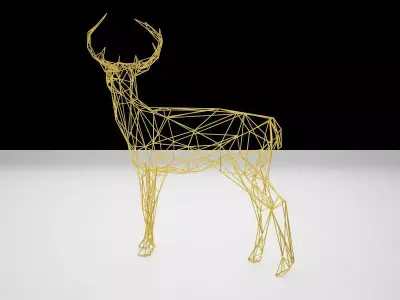 Reindeer gold deer wire sculpture 3D model