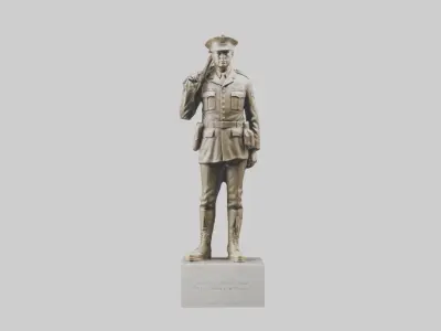 Military Soldier Memorial Statue model Low-poly 3D model