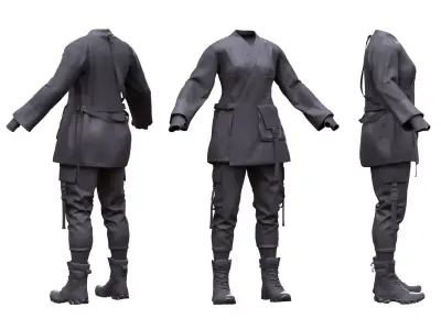 Female Military Outfit 6 Low-poly 3D model