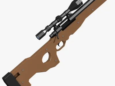 Sniper rifle Low-poly 3D model 7