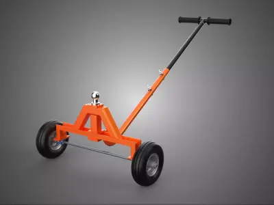 DUAL 2 WHEELS TRAILER CART HAND DOLLY JACK MOVING TOW BALL HITCH 3D model