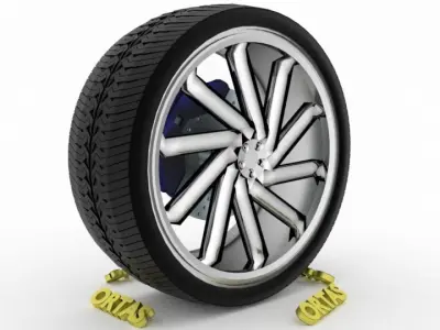 ORTAS CAR WHEEL RIM 136 GAME READY WHEEL RIM TIRE 3D model