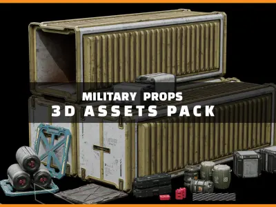 Military Environment 3D Model Pack Low-poly 3D model