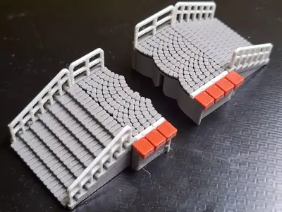 Single Edge Platform front stairs 1-87 FDM color 3D print model