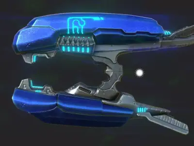 PlasmaRifle futuristic weapon with lights Low-poly 3D model