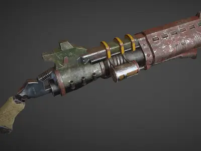3D lowpoly shotgun-Game ready gun from game doomsday Low-poly 3D model