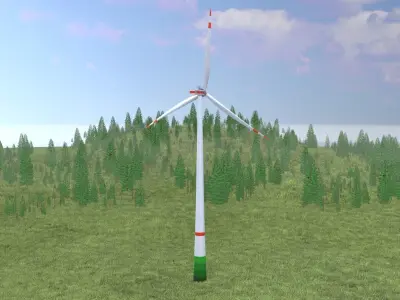 Wind turbine E1 H-160 RD 138 m with animation Low-poly 3D model