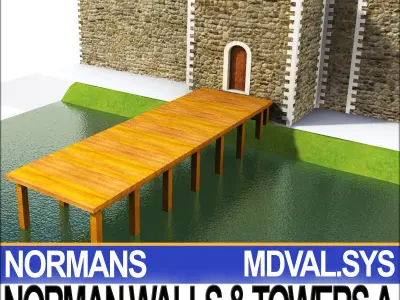 Medieval Norman Walls And Towers Blocks A  3D model