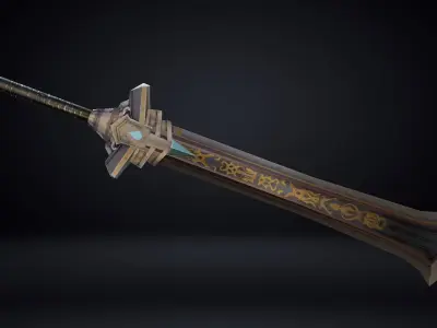 Futuristic Sword Low-poly 3D model 6