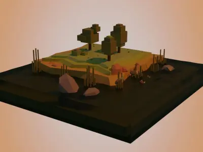 Lake ready to game Low-poly 3D model