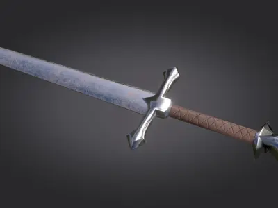 Stylized Medieval Sword melee weapon game ready Low-poly 3D model get