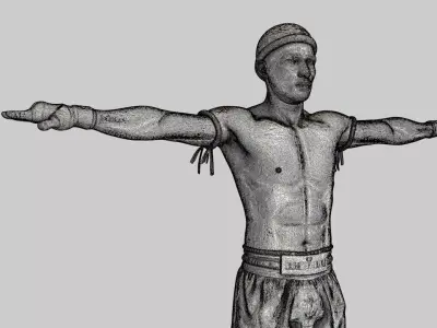 Muay Thai t-pose 3D model Low-poly 3D model